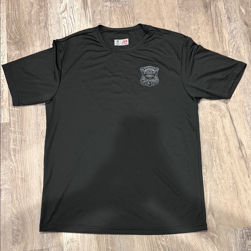 Men's Black Crew Neck Performance Tee - Shield Badge Graphic